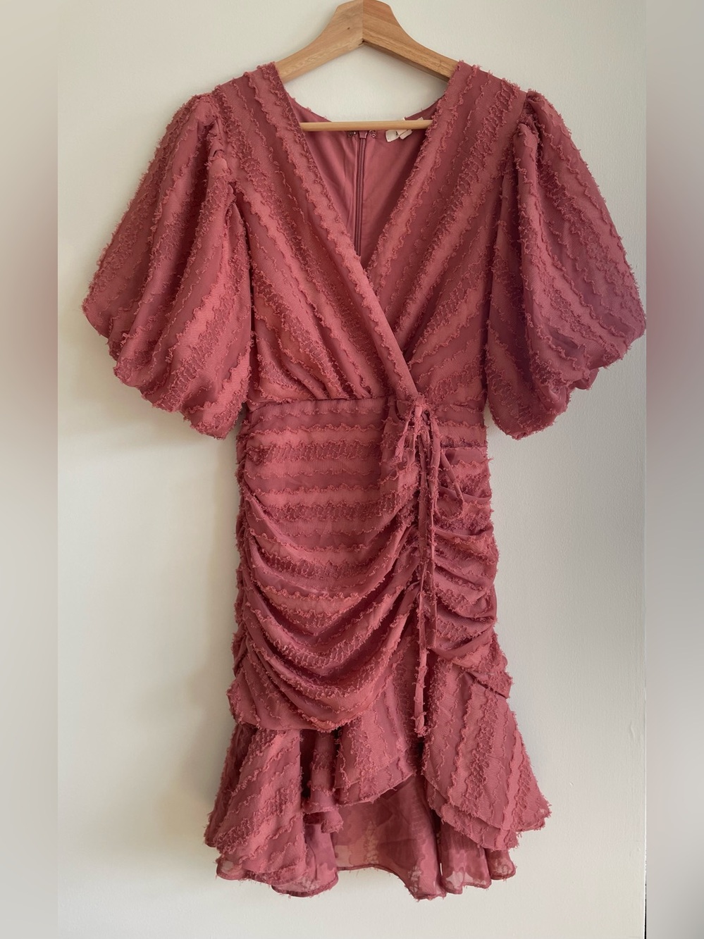 Lulu's Rose Mauve Textured Wrap Midi Dress